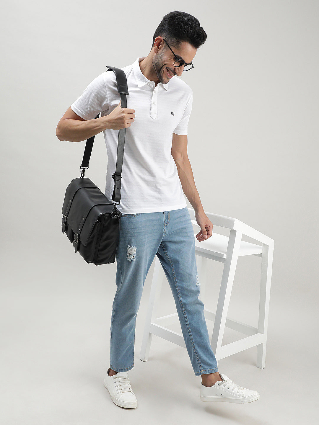 White Polo T-shirt for Men at Loom & Spin