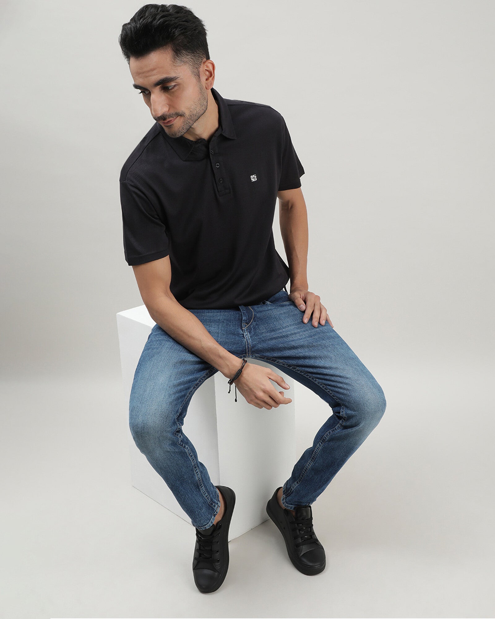 Charcoal Black Solid Polo Tshirt