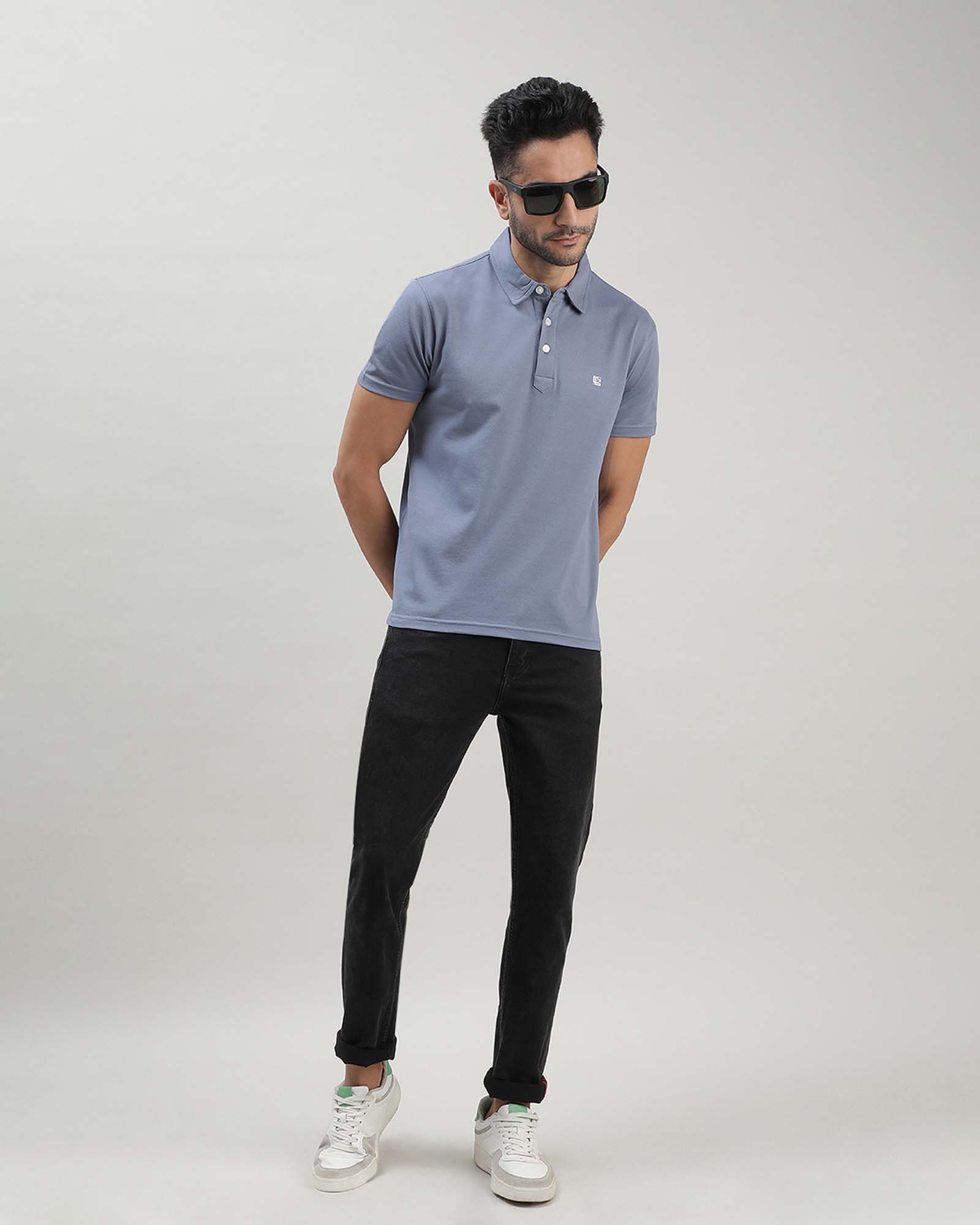 Ink Blue Solid Polo Tshirt