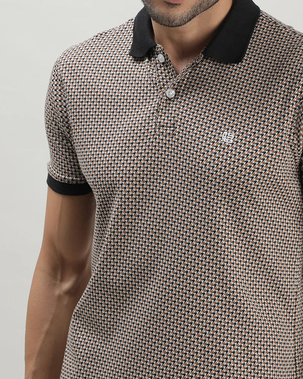 Black & Brown Houndstooth Polo Tshirt