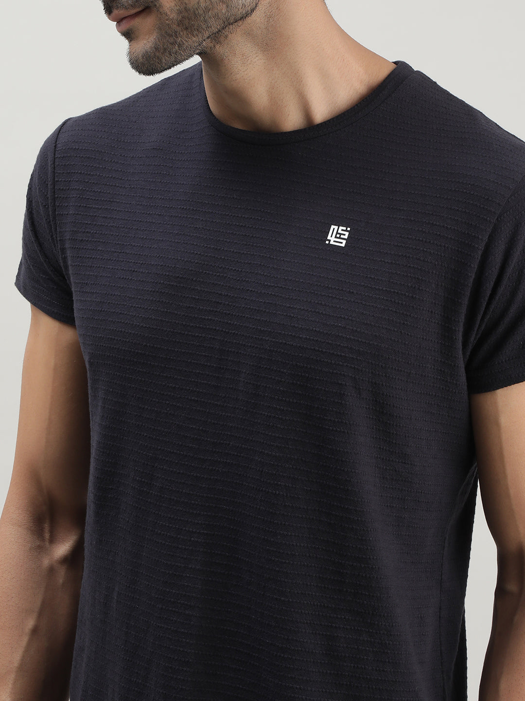 Navy Solid Crew Neck T-Shirt for Men at Loom & Spin