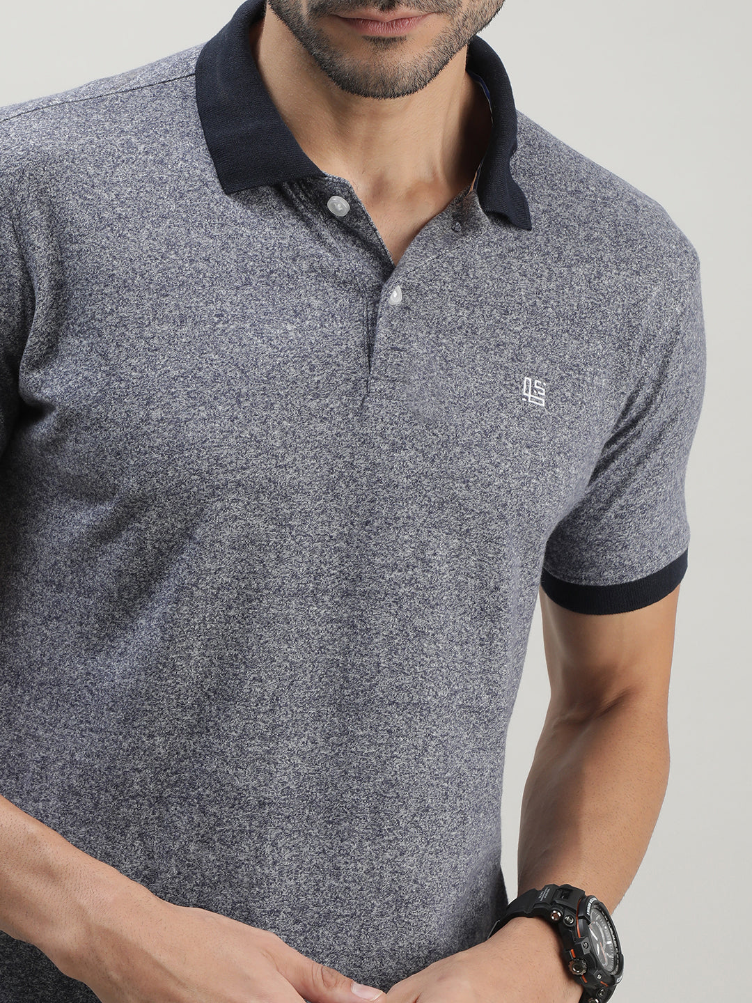 Melange Grey Polo T-shirt for Men