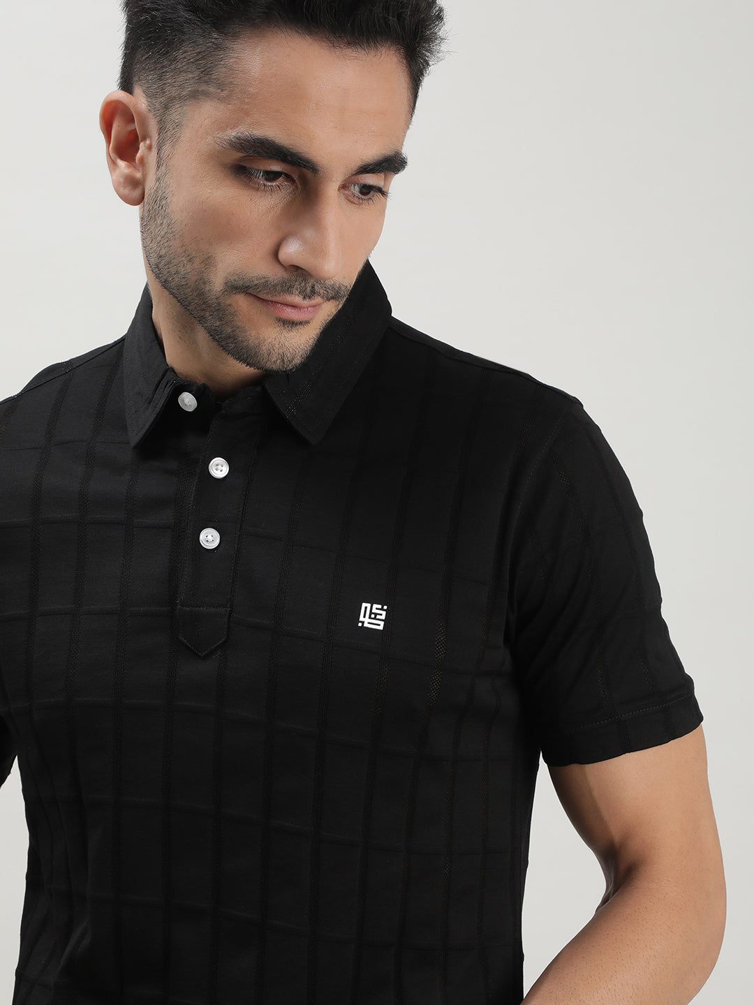 Black Polo T-shirt for Men at Loom & Spin