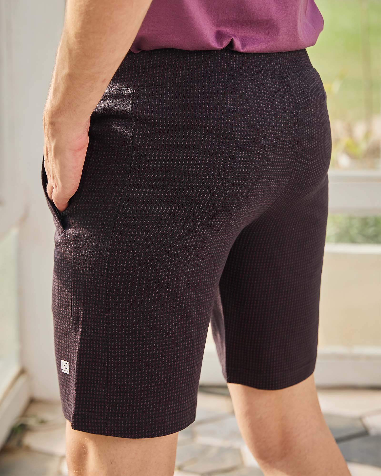 Black Solid Knit Shorts