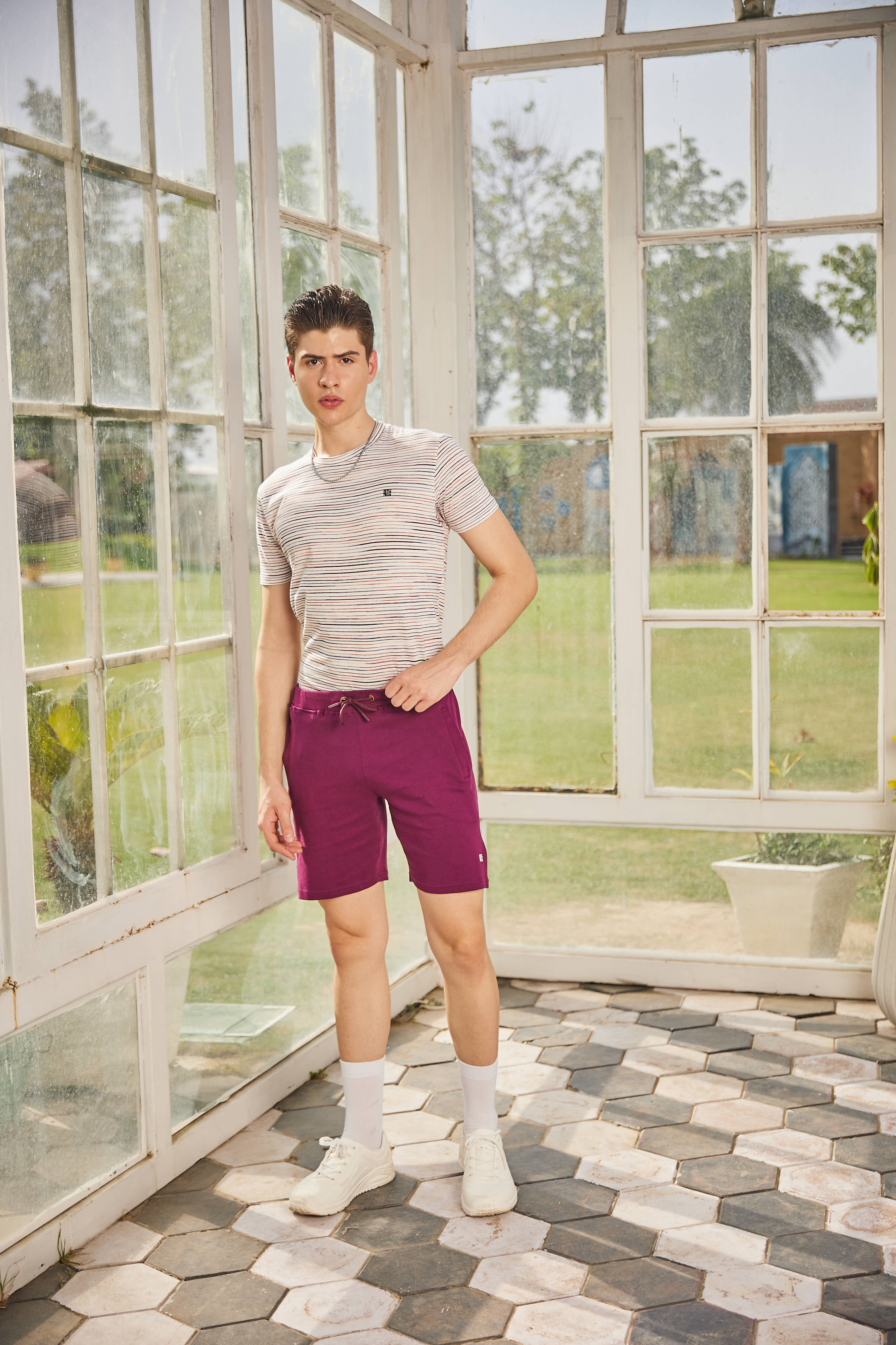 Burgundy Purple Casua;L Shorts
