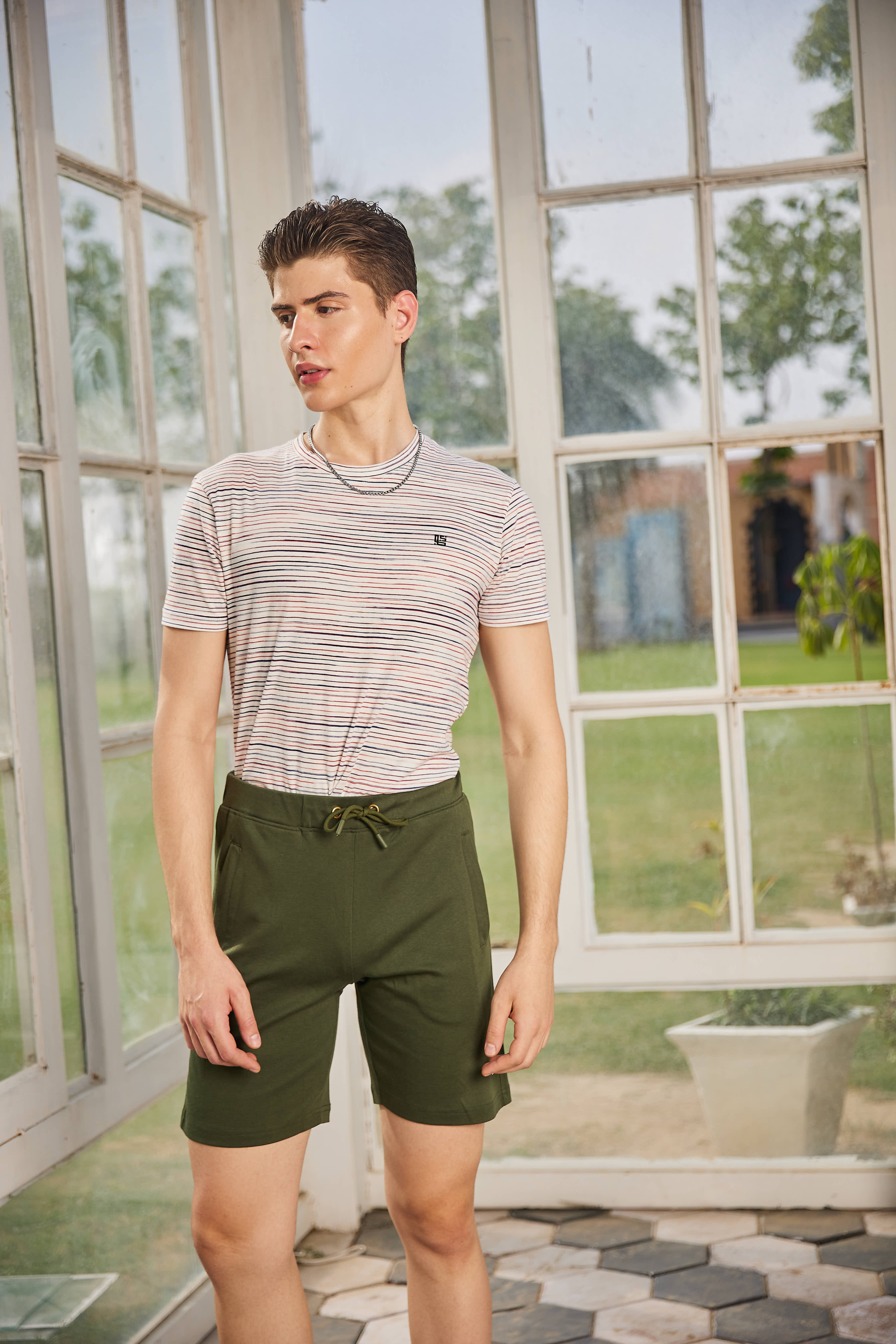 Olive Green Casual Shorts