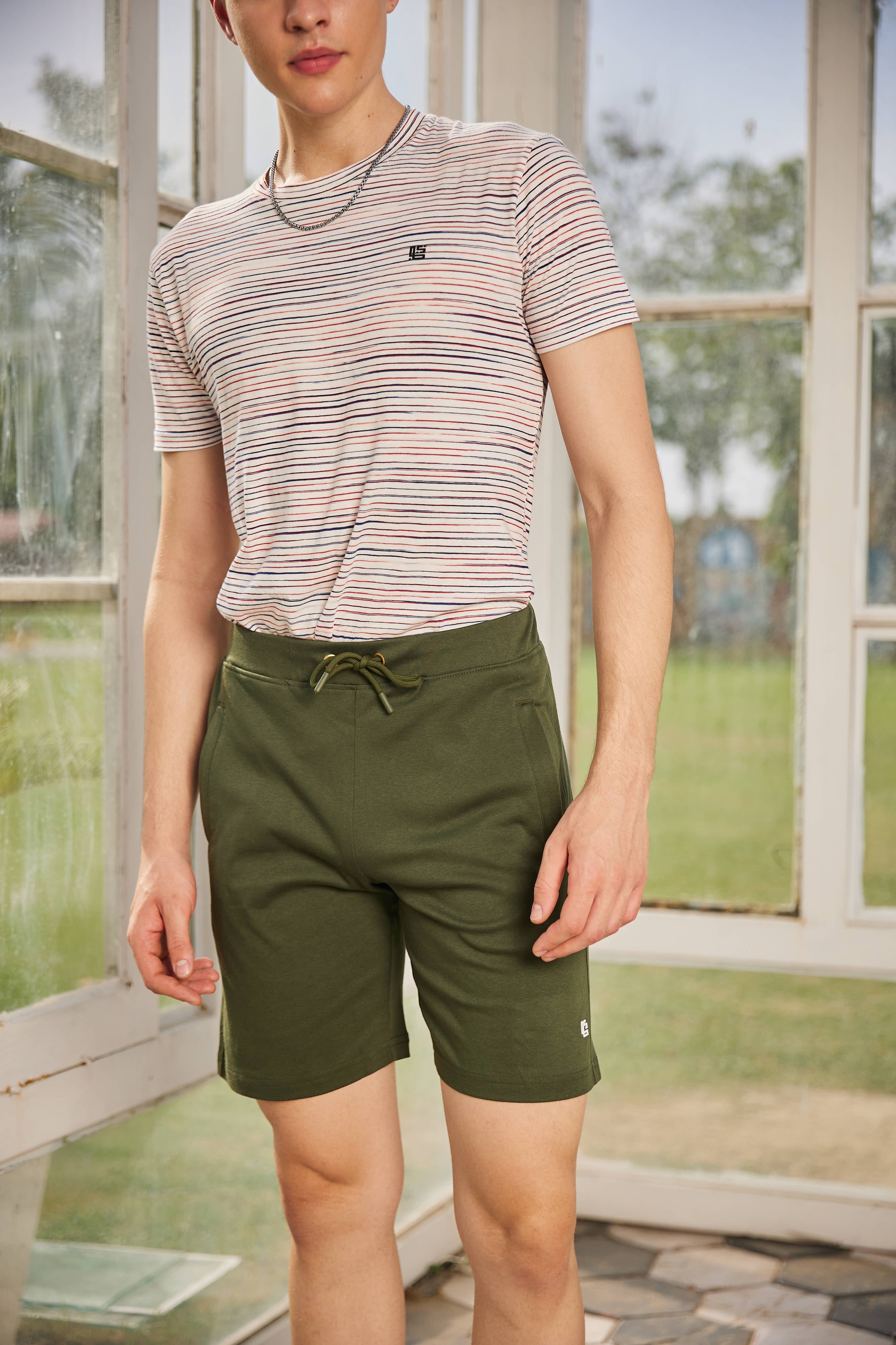 Olive Green Casual Shorts