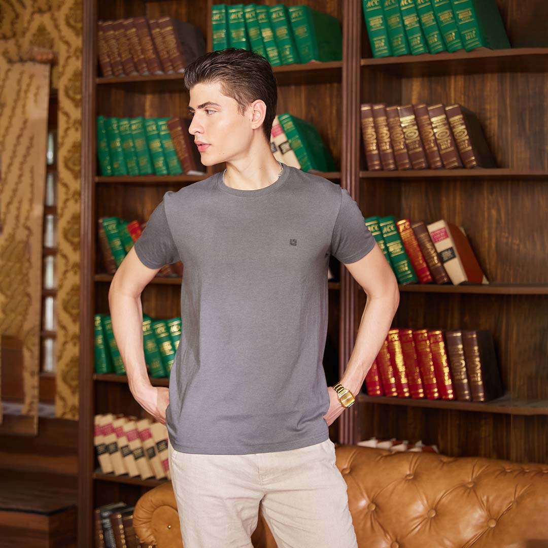 Vintage Mauve Solid Crew Neck Tshirt